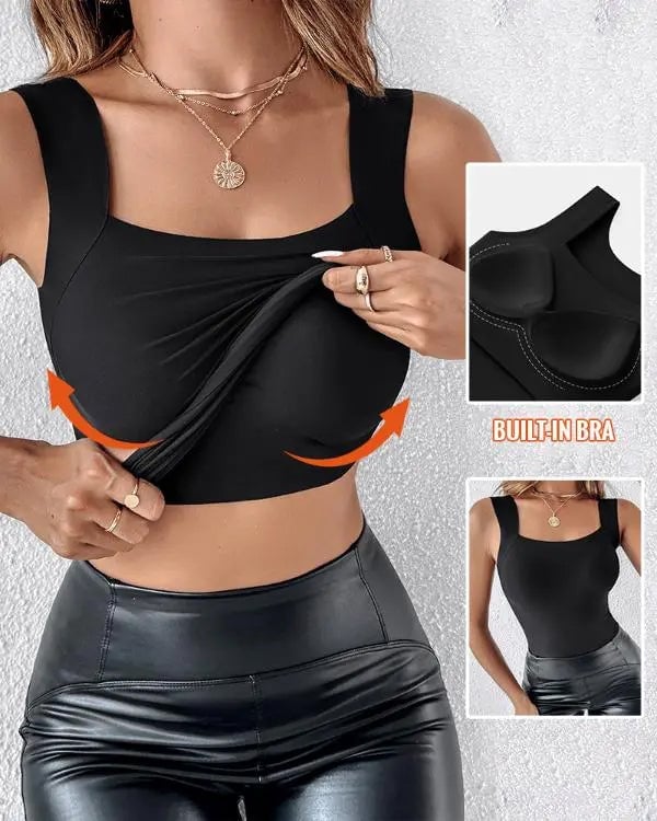 U Neck Shapewear Built-in Bra Tank