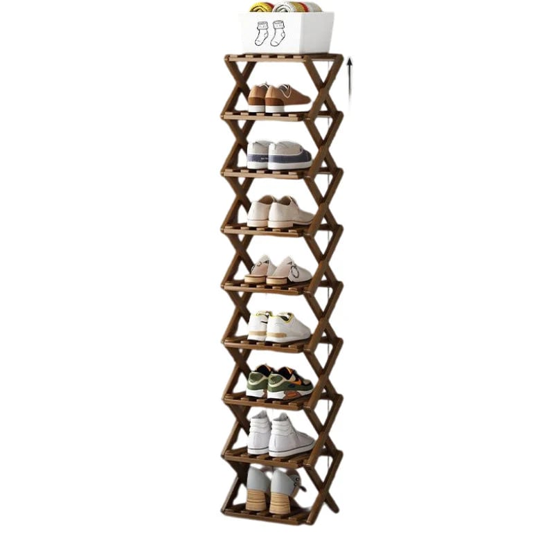Durable Foldable Bamboo Shoe Rack