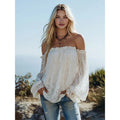 🌸 LIMITED-TIME ! ✨ Women's Bohemian Off-Shoulder Lace Top – Sheer, Flowy, Romantic ☀️