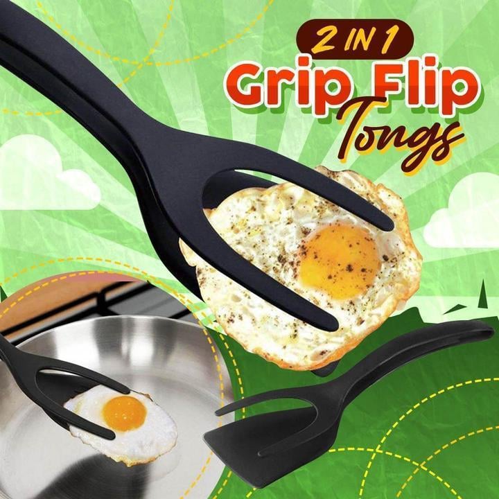 🥘 LIMITED-TIME ! 🍳 2-in-1 Grip Flip Tongs  – Non-Scratch, Non-Stick, Heat-Resistant ✨