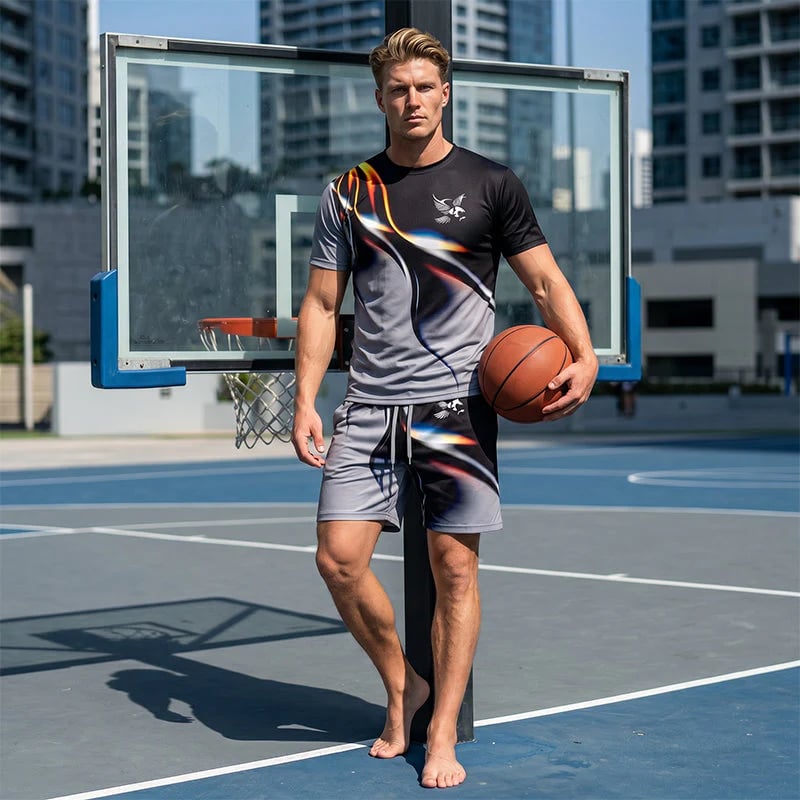 ⏳🔥LIMITED-TIME ! 👕 Men’s Abstract Print T-Shirt & Shorts Set – Bold Style & Summer Comfort ✨