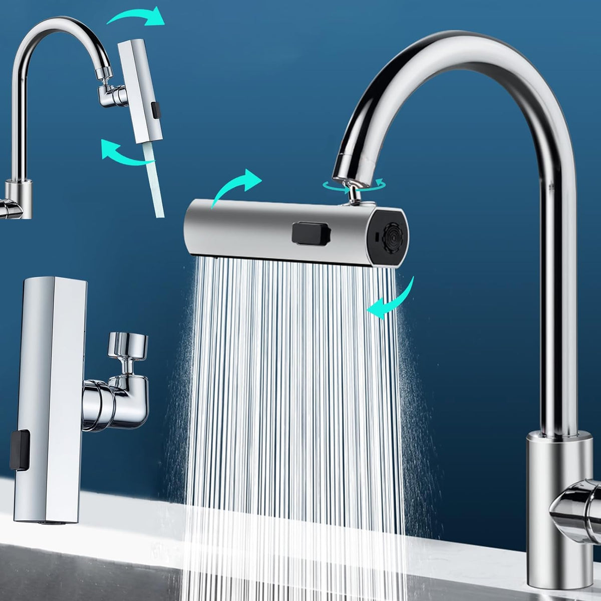 🔥3 in 1 360° Waterfall Kitchen Faucet