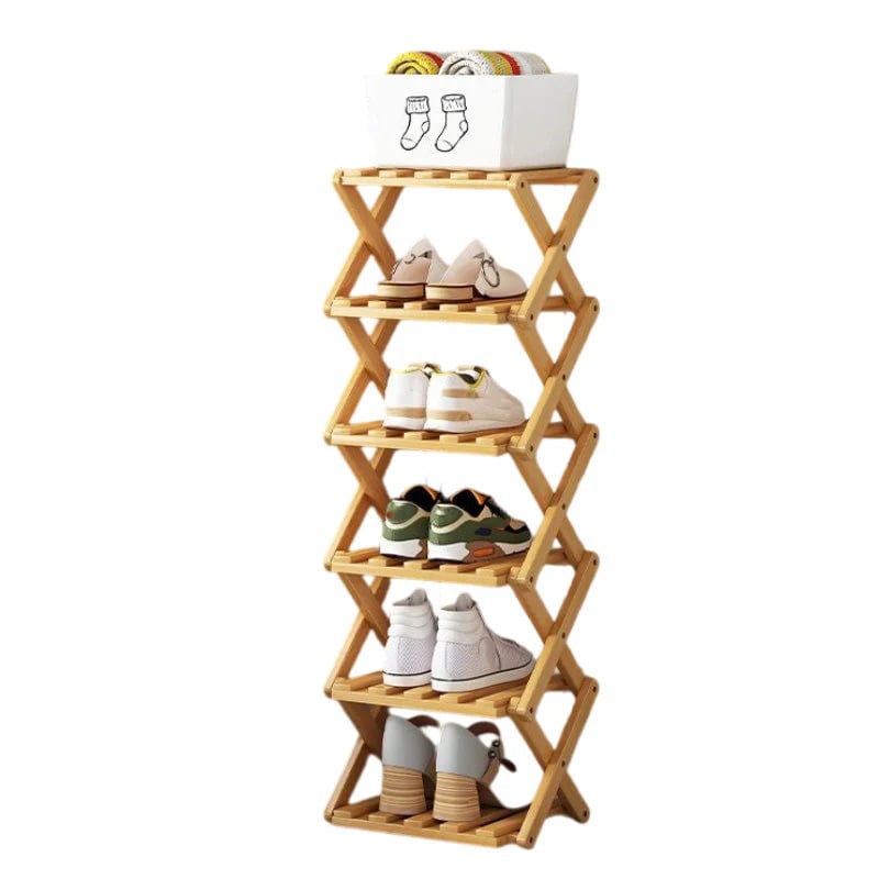 Durable Foldable Bamboo Shoe Rack
