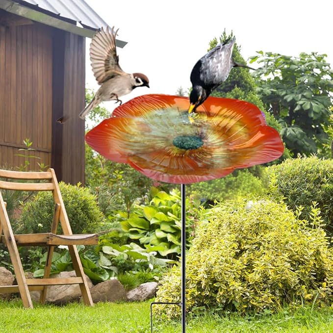 Attract Wild Birds Instantly – Durable 2-in-1 Flower Bird Bath for Every Outdoor Space