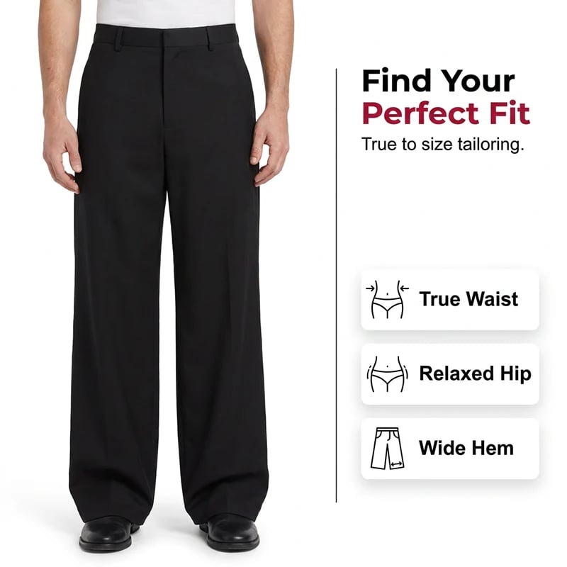 👖  NOW! ⏳ Men's Classic Fit Wide-Leg Suit Trousers – Tailored cut, breathable fabric & perfect for work, weddings or formal events ✨