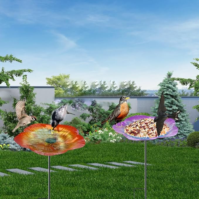 Attract Wild Birds Instantly – Durable 2-in-1 Flower Bird Bath for Every Outdoor Space