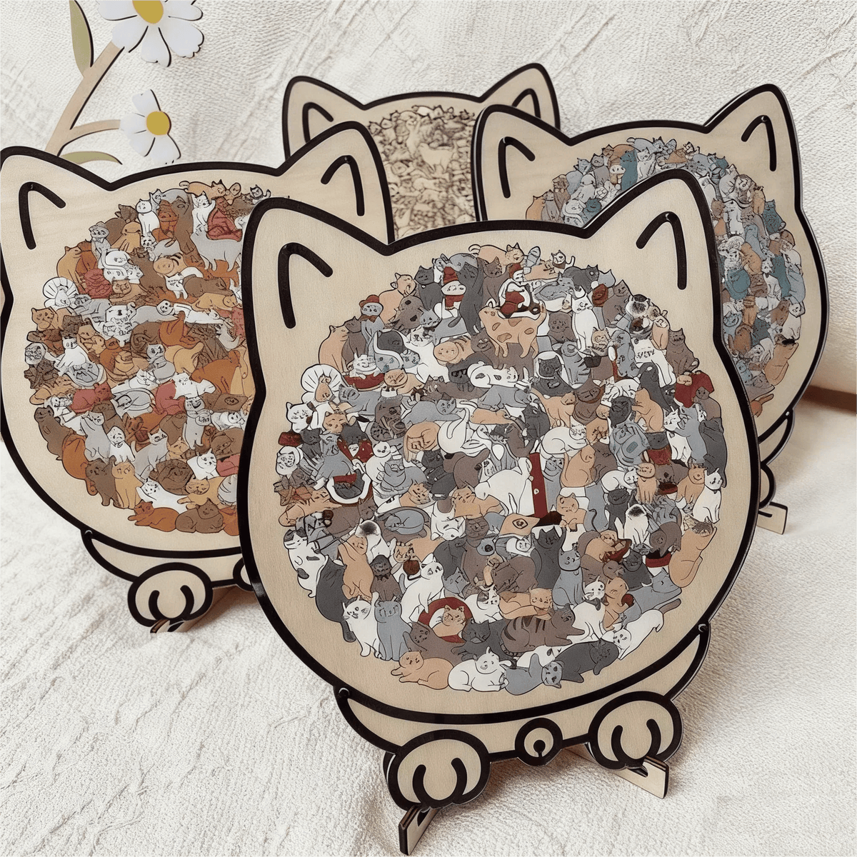 🎁 Christmas Sale 49% off 🎅 135-piece wooden puzzle in the shape of a cat in Morandi colors🐱