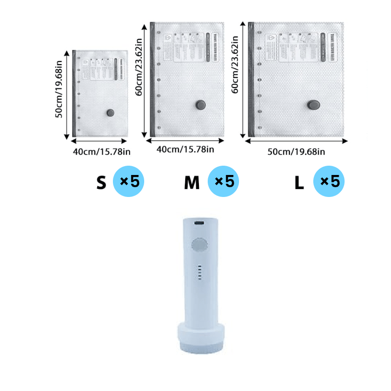 Cordless Travel Vacuum Bag Set