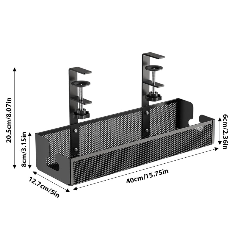 Adjustable No-Drill Under-Desk Cable Organizer