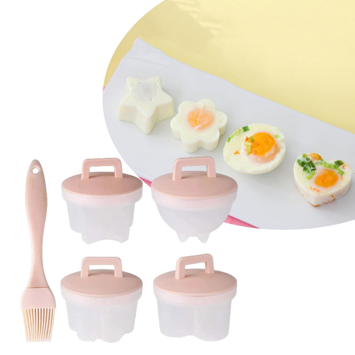 Breakfast Boiled Egg Mold - Set of 4 with Brush