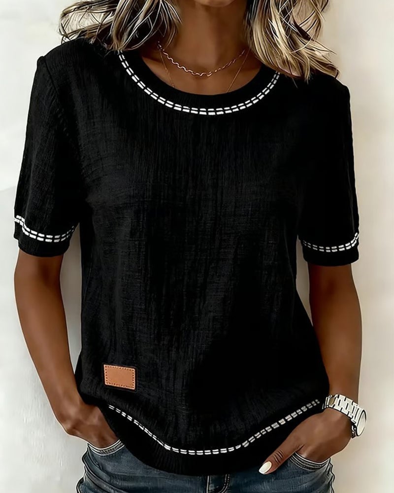 round neck short sleeve top