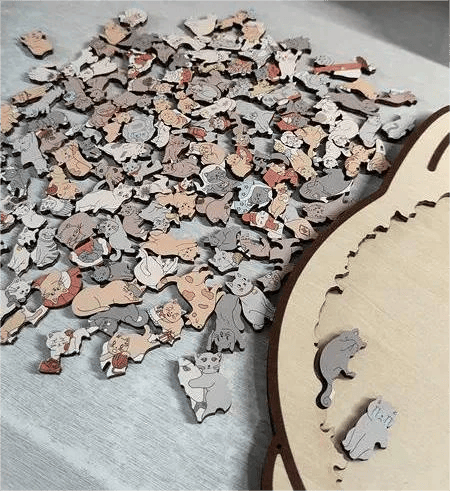 🎁 Christmas Sale 49% off 🎅 135-piece wooden puzzle in the shape of a cat in Morandi colors🐱