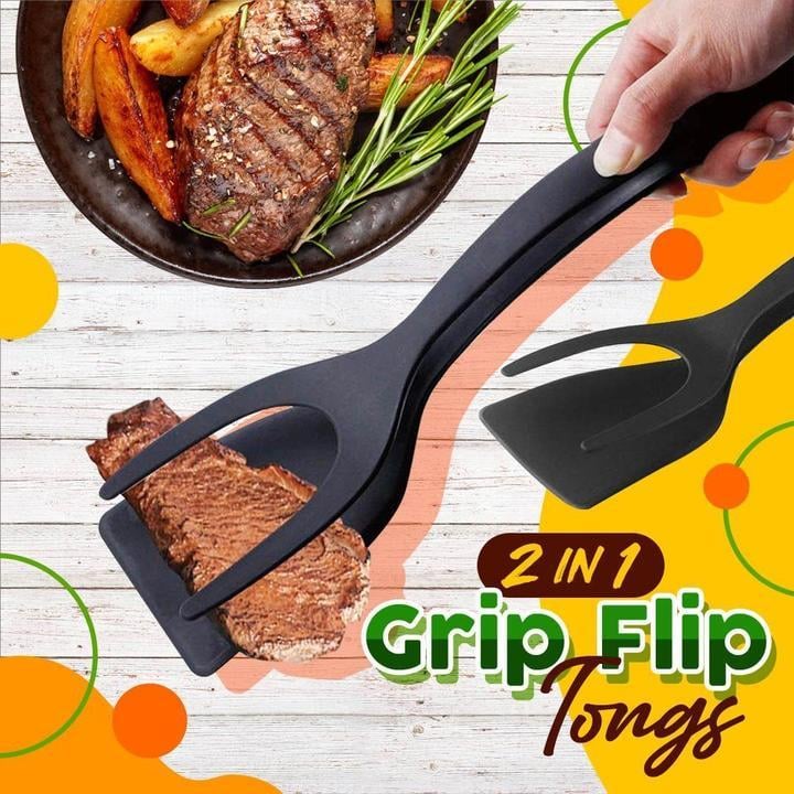 🥘 LIMITED-TIME ! 🍳 2-in-1 Grip Flip Tongs  – Non-Scratch, Non-Stick, Heat-Resistant ✨