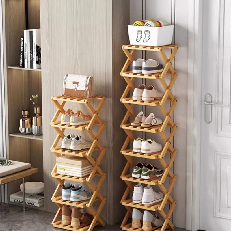 Durable Foldable Bamboo Shoe Rack