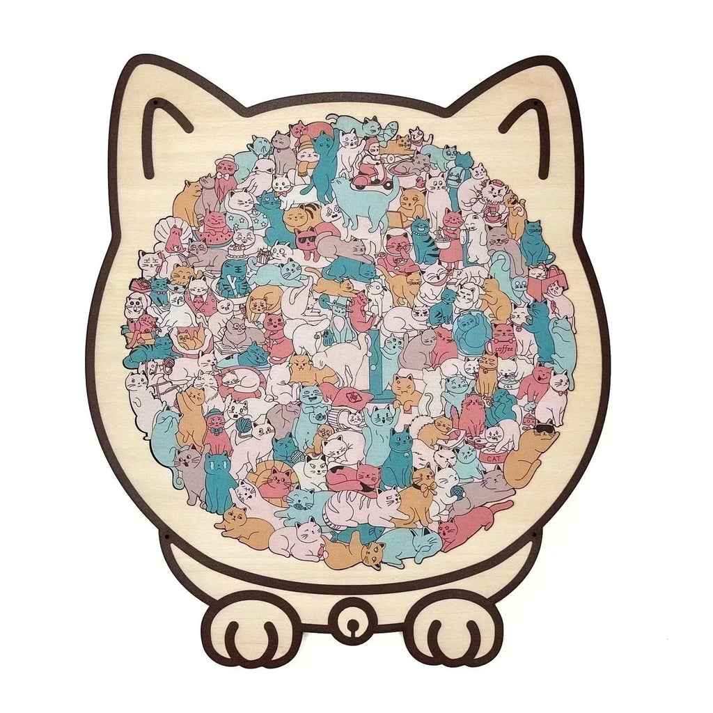 🎁 Christmas Sale 49% off 🎅 135-piece wooden puzzle in the shape of a cat in Morandi colors🐱