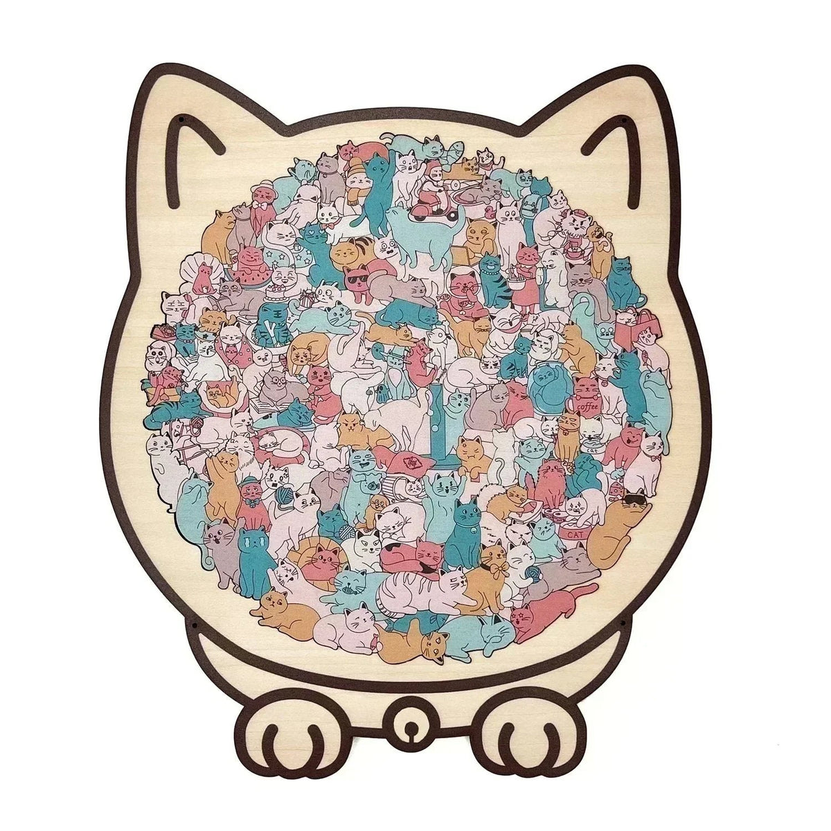 🎁 Christmas Sale 49% off 🎅 135-piece wooden puzzle in the shape of a cat in Morandi colors🐱
