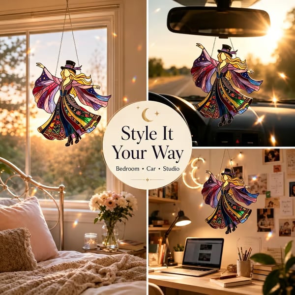 💃 Rock Goddess Stevie 🤘 Handmade Spinning Suncatcher,Acrylic, single-sided printing