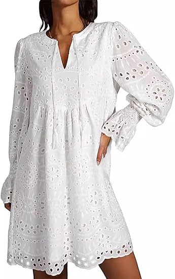 2025 New Arrival- Casual Eyelet Lace Dress for Women