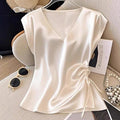 Women's Solid Color Silky V-Neck Tank Top