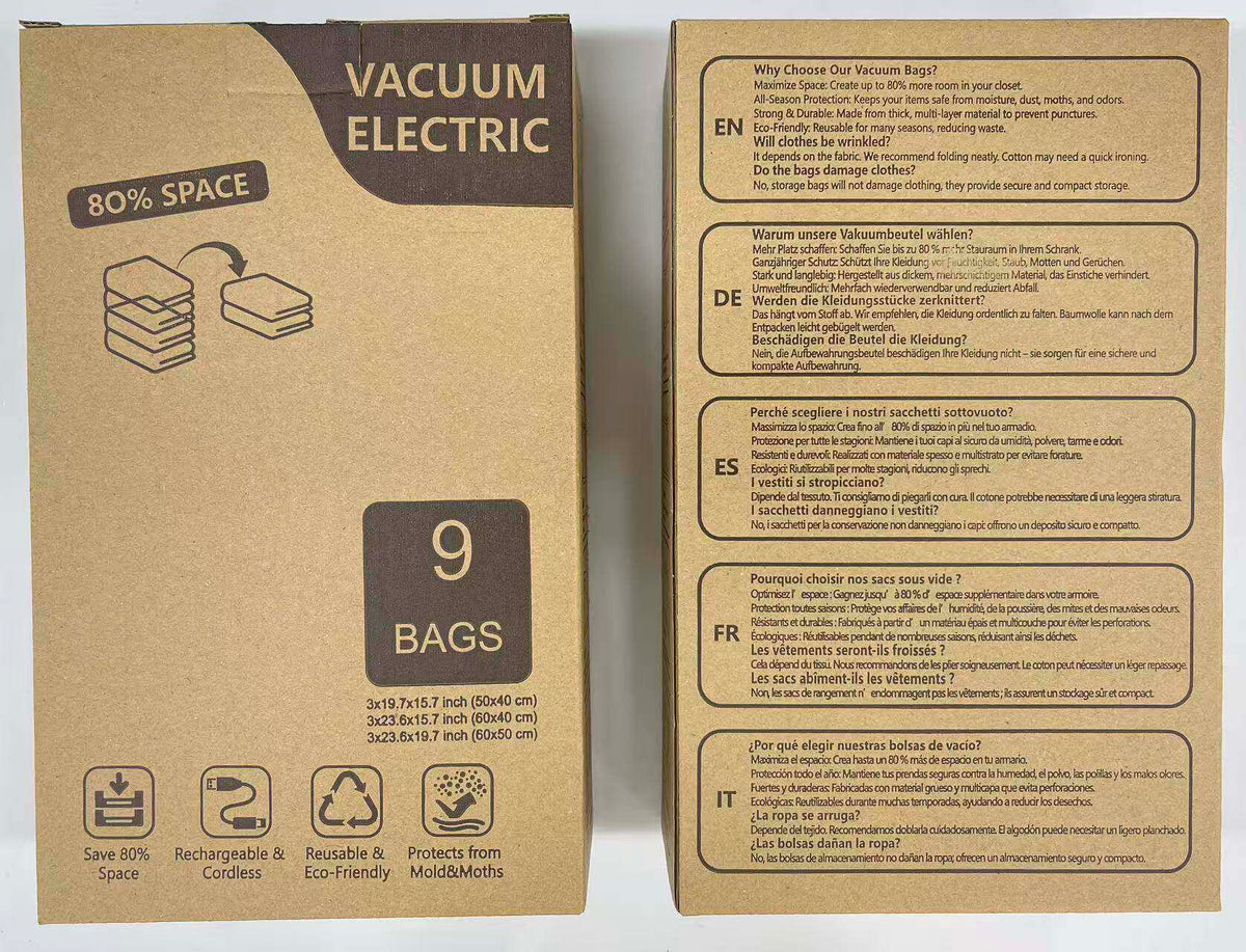 Travel Vacuum Bags with Portable Electric Pump