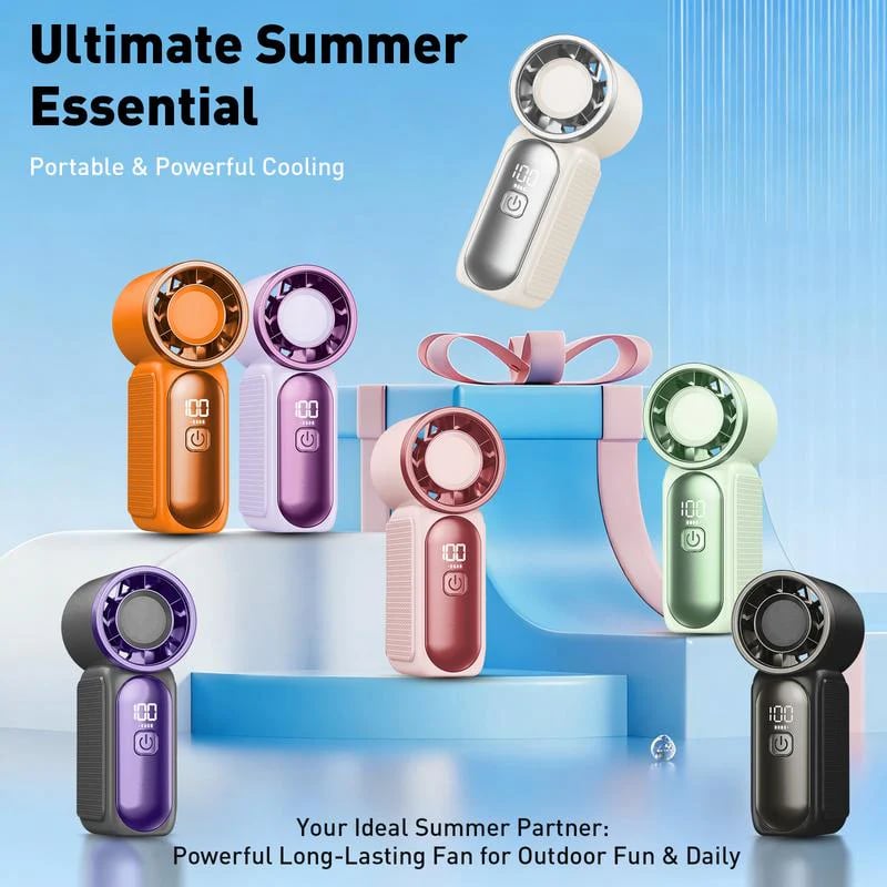 🥳2026 HOT SALE🥳💞50K+ SOLD!💨❄️ ! Turbo Handheld Fan – 8000 RPM, 5 speeds, LED display. 500mAh battery. Pocket‑sized power! 🌬️✨