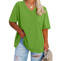 Women's Plus Size V Neck T Shirts Summer Half Sleeve Tees Casual Loose Polyester-Spandex Tunic Tops