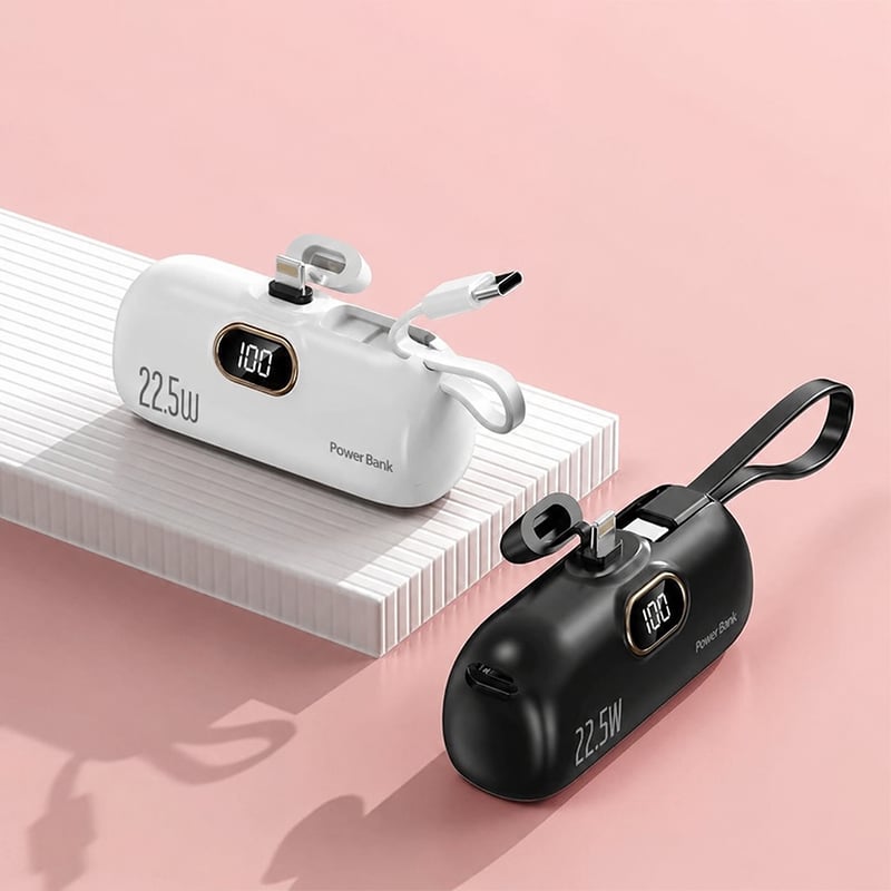 Mini Portable Charger with Built-in Cable