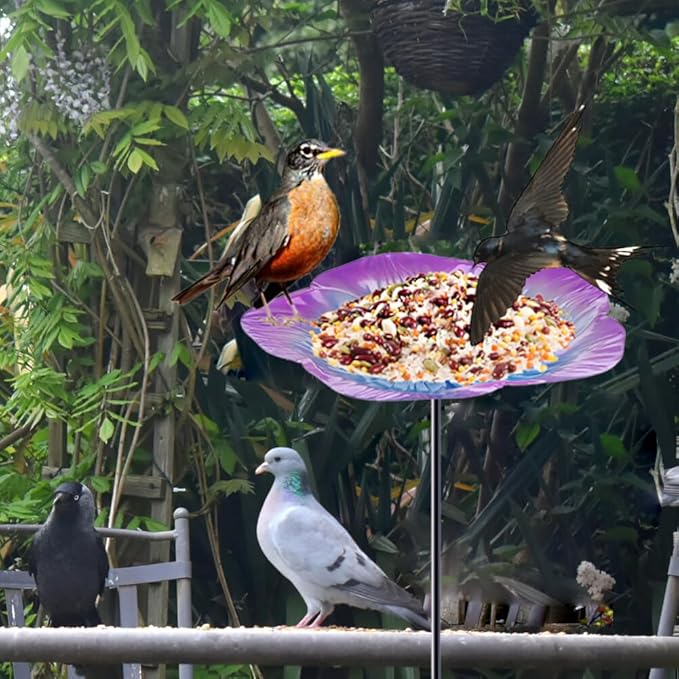 Attract Wild Birds Instantly – Durable 2-in-1 Flower Bird Bath for Every Outdoor Space