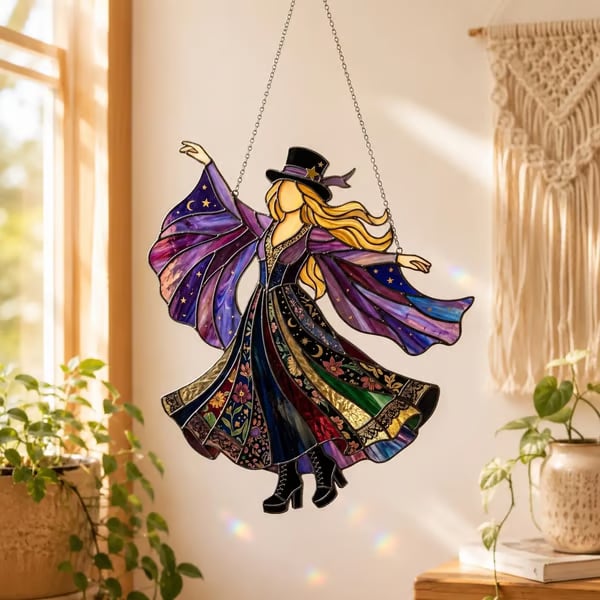 💃 Rock Goddess Stevie 🤘 Handmade Spinning Suncatcher,Acrylic, single-sided printing