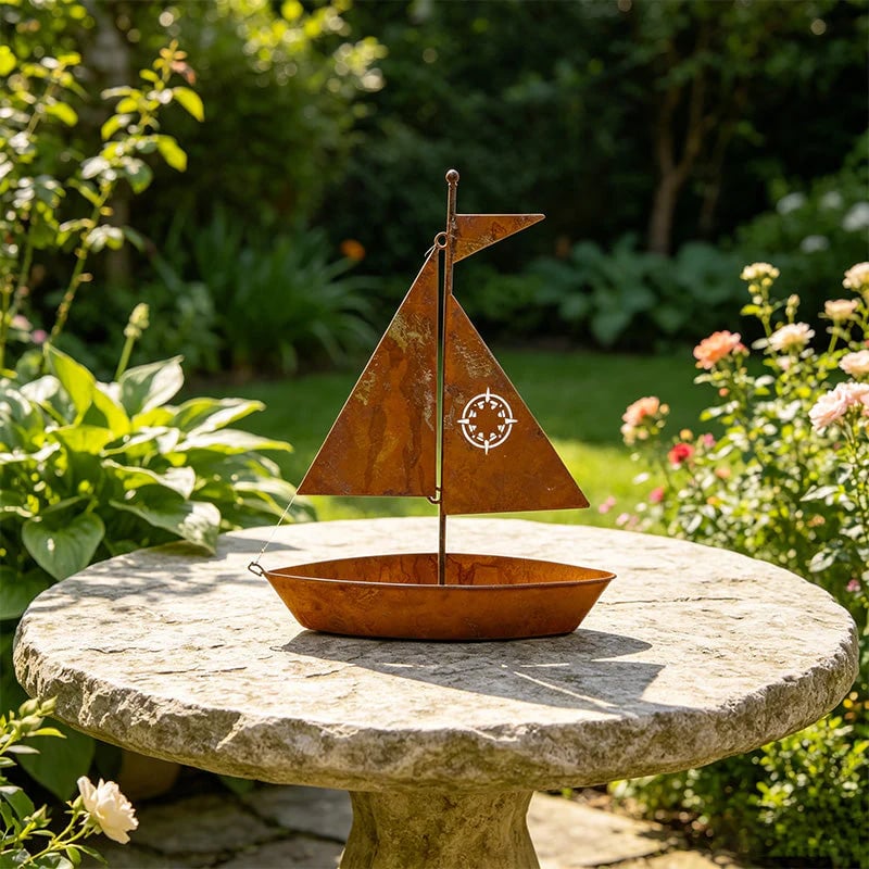 ⏰ NOW! 🌱  𝑹𝒖𝒔𝒕𝒊𝒄 𝑺𝒂𝒊𝒍𝒃𝒐𝒂𝒕 𝑴𝒆𝒕𝒂𝒍 𝑷𝒍𝒂𝒏𝒕𝒆𝒓 - Handcrafted, weather-resistant & perfect for succulents, herbs or flowers – charming garden or shelf decor 🏡