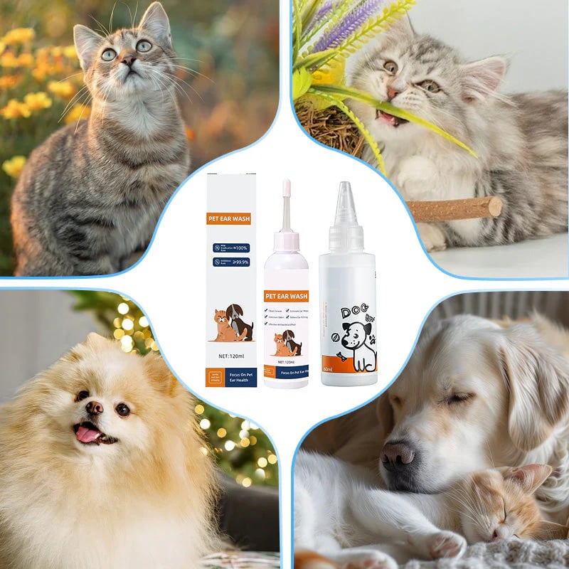 ✨ Pet Ear Cleaner - Gentle Formula with Soothing Aloe for Dogs & Cats, Prevents Infections & Odor 🌿👂