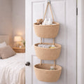 Woven cotton 3-Tier Over the Door Basket