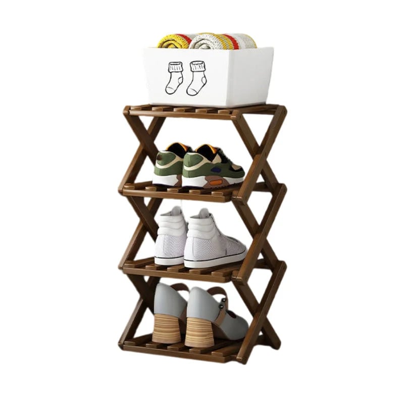 Durable Foldable Bamboo Shoe Rack