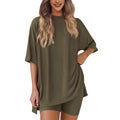 2025 Summer Casual Oversized Shirts Shorts Matching Women's Two Piece Lounge Set
