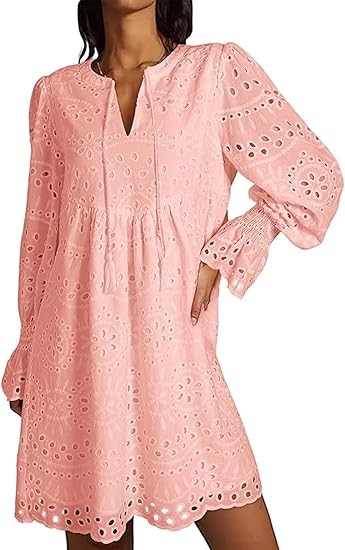2025 New Arrival- Casual Eyelet Lace Dress for Women