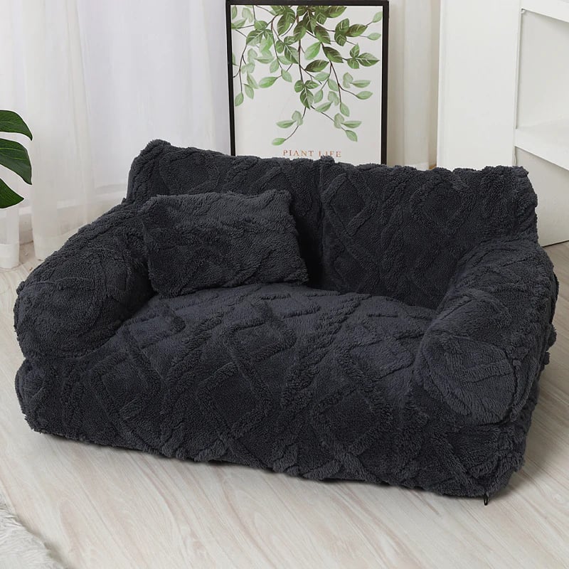 💎 Plush Calming Pet Sofa Bed – Raised Rim, Removable Cover & Non-Slip Bottom for Cats & Dogs 🛋️🐾