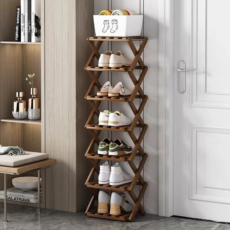 Durable Foldable Bamboo Shoe Rack