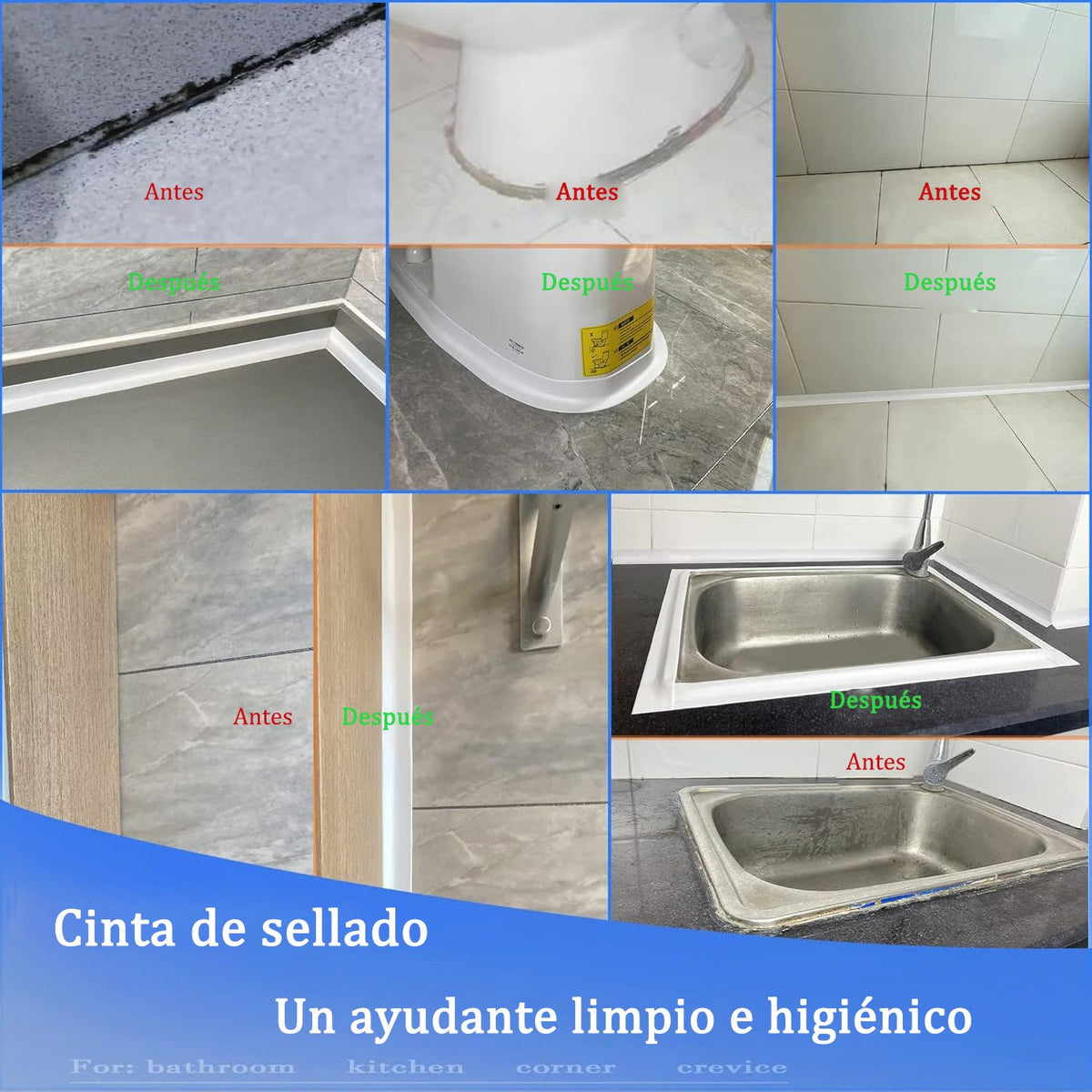 Self-adhesive, waterproof white sealing tape – 3.2 m – Durable sealing for bathroom and kitchen