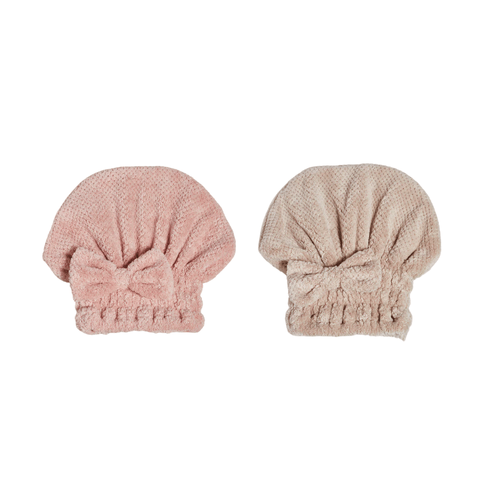 Coral velvet cute bow bath cap