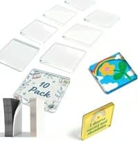 10-Pack 2" x 2" Clear Acrylic DIY Fridge Magnets Set with Adhesive Backing